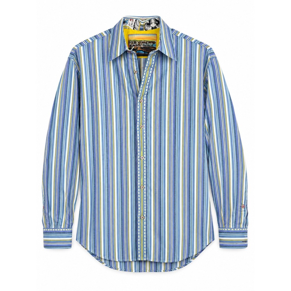 Robert Graham Men's Medium Striped Button Up Shirt Multicolor Designer